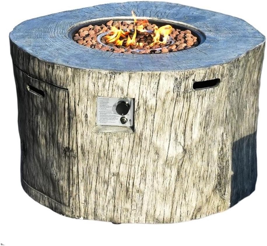 Direct Wicker Gray Metal Stone Propane Outdoor Fire Pit Table
