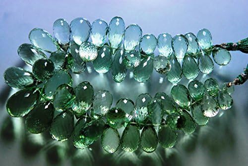 Natural Green Amethyst Faceted LARGE Tear Drops Briolettes, Size 20-13mm