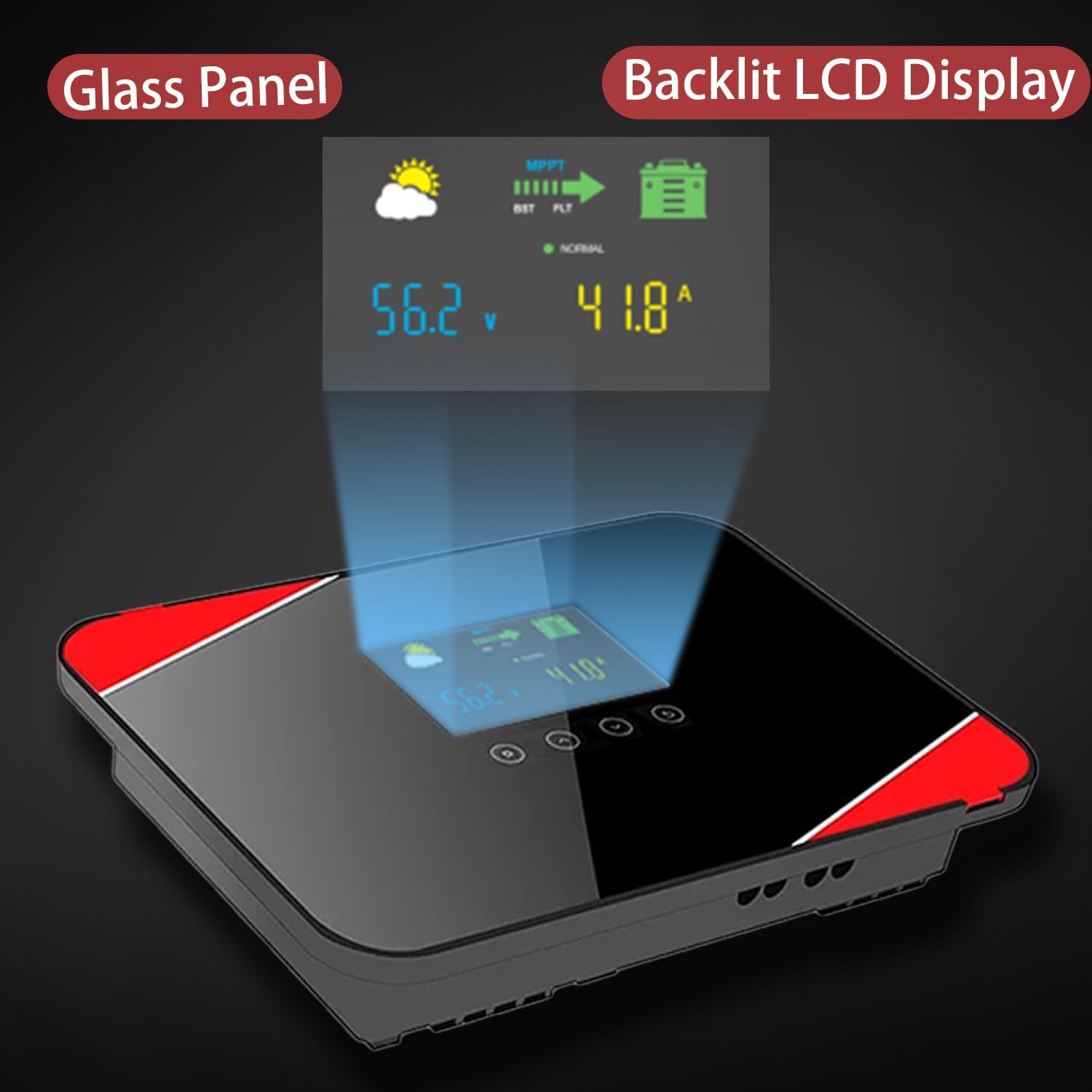 MPPT 30A Solar Charge Controller 12V/24V Max. PV 100V Tempered Glass LCD Solar Panel Regulator for Gel Sealed Flooded User and Lithium Battery Negative Ground(Built-in Bluetooth)