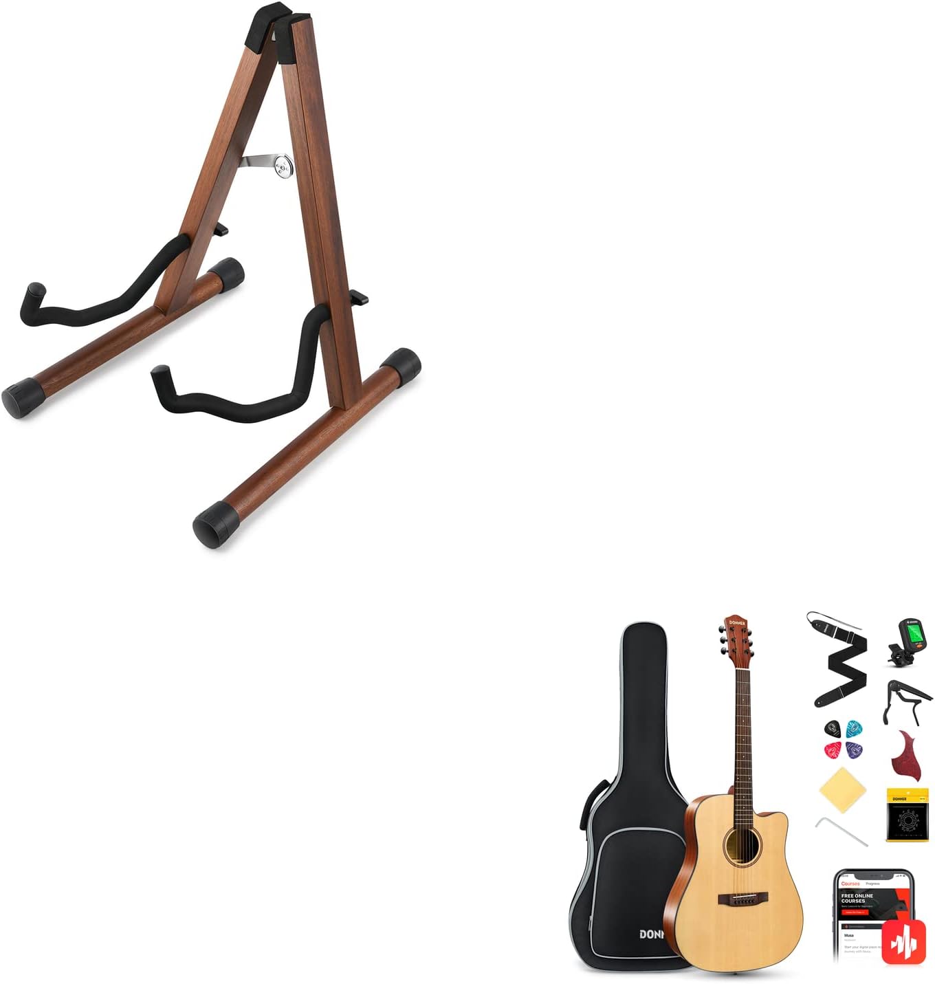 Donner 41” Acoustic Guitar Bundle-Wood Guitar Stand