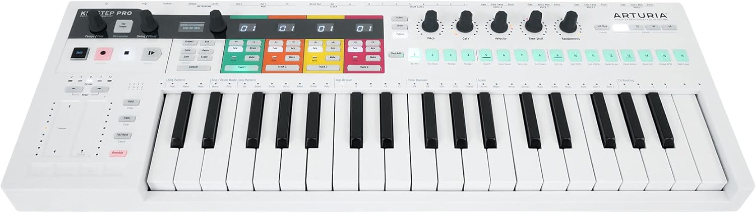 Audiosavings Bundle: Arturia Keystep Pro Sequencer 37-Key Midi USB DJ/Recording Keyboard Controller Bundle with Rockville Rock2d2 Adjustable Dual Shelf Midi Keyboard Laptop Stand (2 Items)