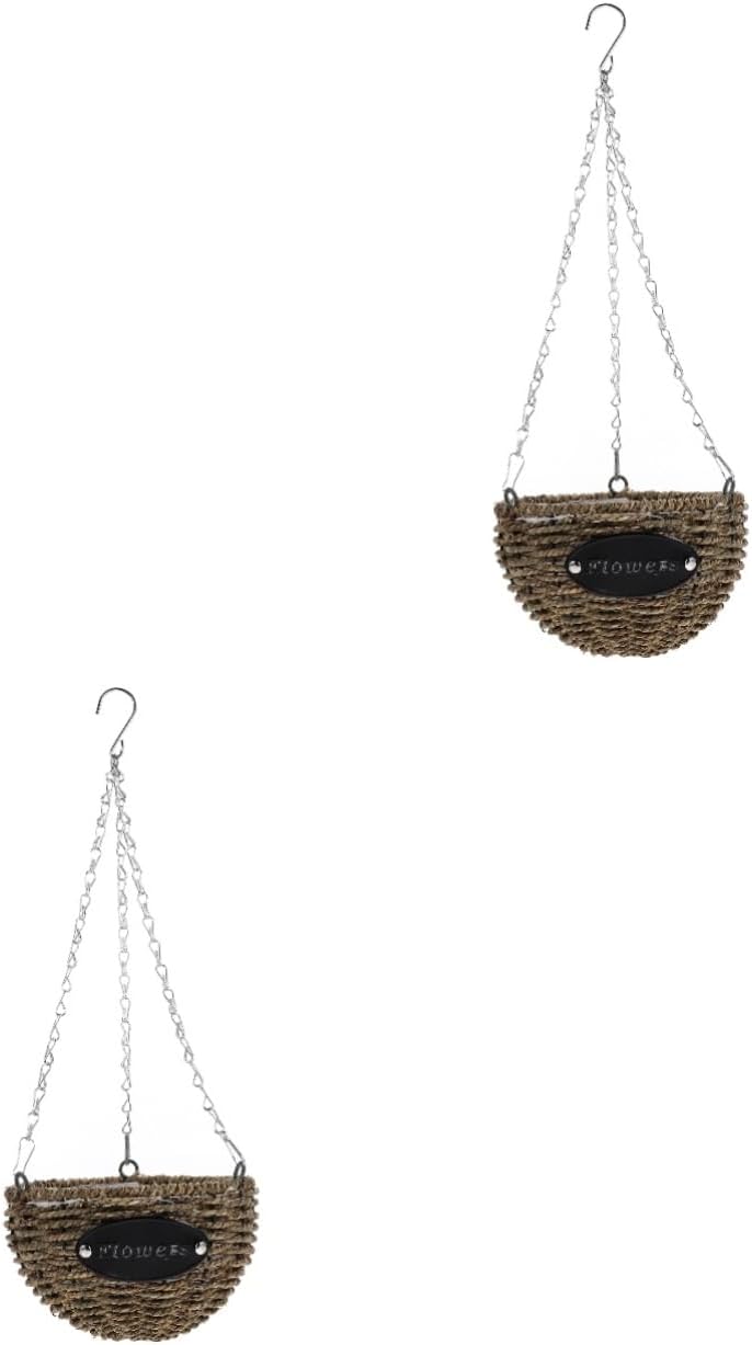 Happyyami 4 Pcs Outdoor Decoration Indoor Plant Pot Home Decor Hanging Baskets Large Hanging Basket Small Hanging Basket Decorate Decorations Flowerpot Decorative Basket Grass Household