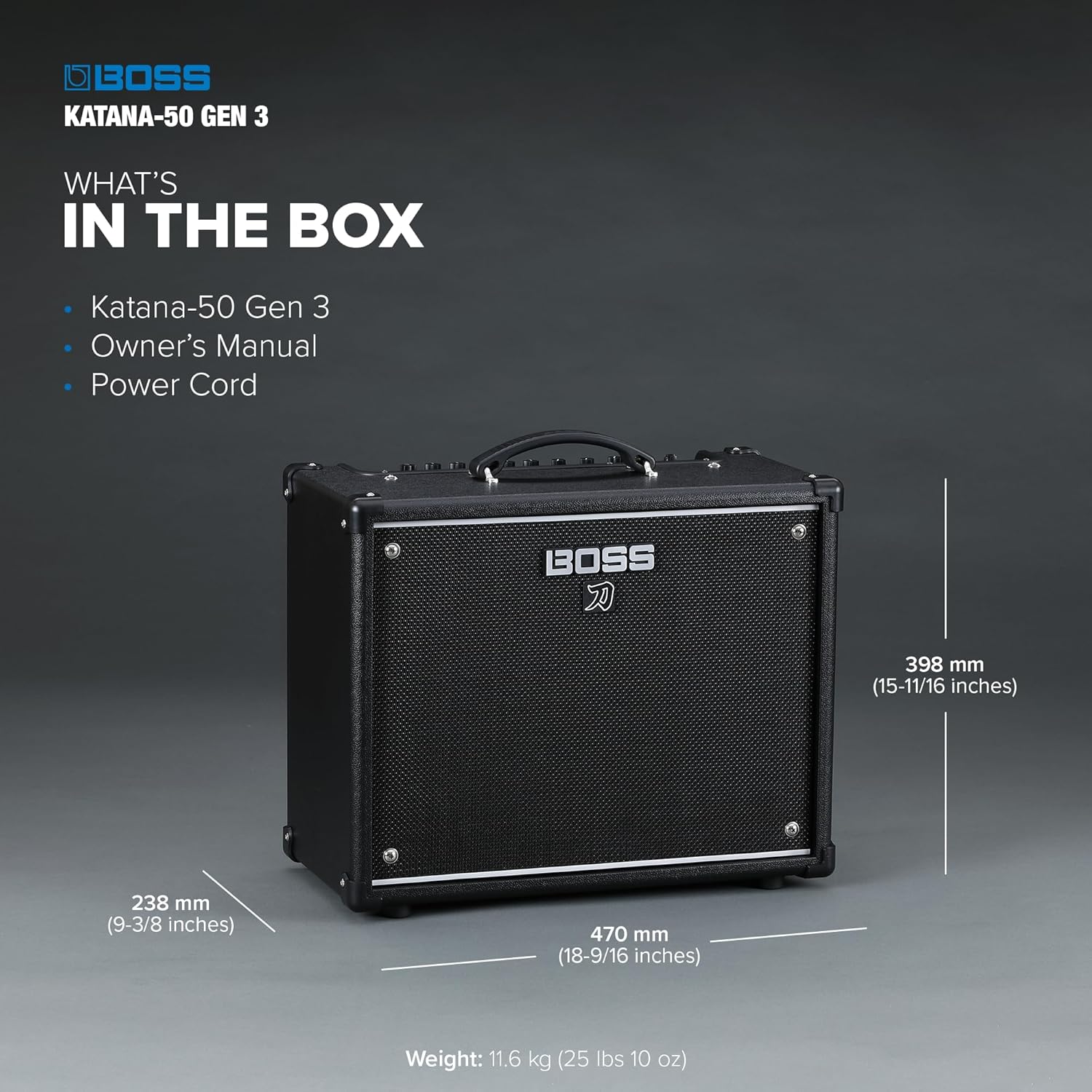 BOSS Katana-50 Gen 3 Guitar Amplifier | Compact 50-Watt Combo Amp | Custom 12-Inch Speaker | Evolved Tube Logic Sound | 12 Amp Characters | Onboard BOSS Effects | Advanced Connectivity & More