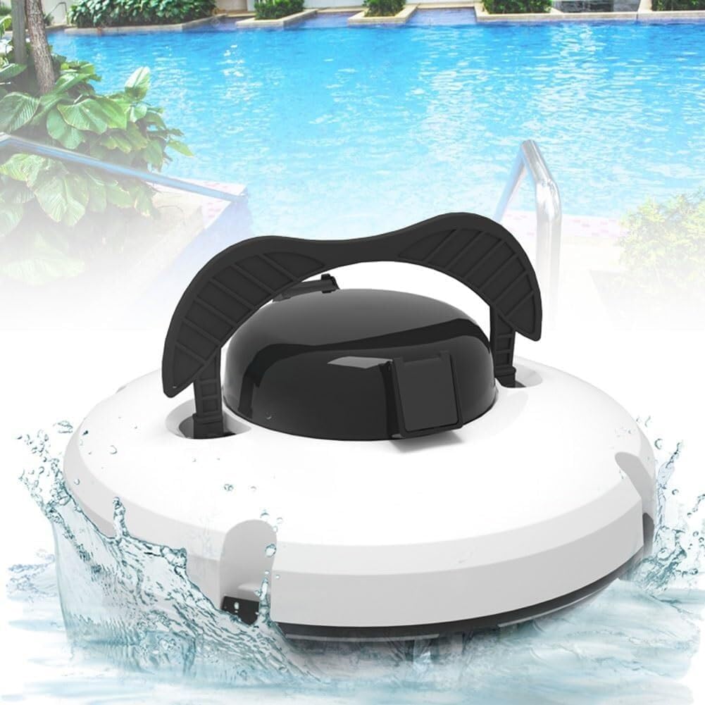 Fully Automatic Pool Vacuum Cleaner, Cordless Robotic Swimming Pool Cleaner with 120 Mins Maximum Runtime, 15° Wall-Climbing Underwater Cleaner(White)