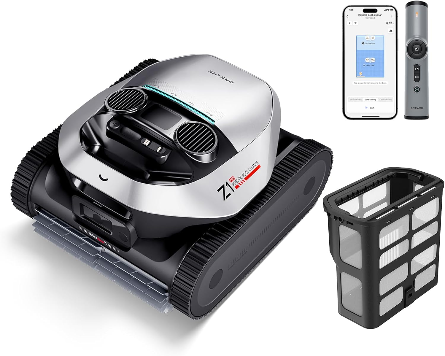 DREAME Z1 Pro Cordless Robotic Pool Cleaner with Dreame Genuine Debris Filter Basket