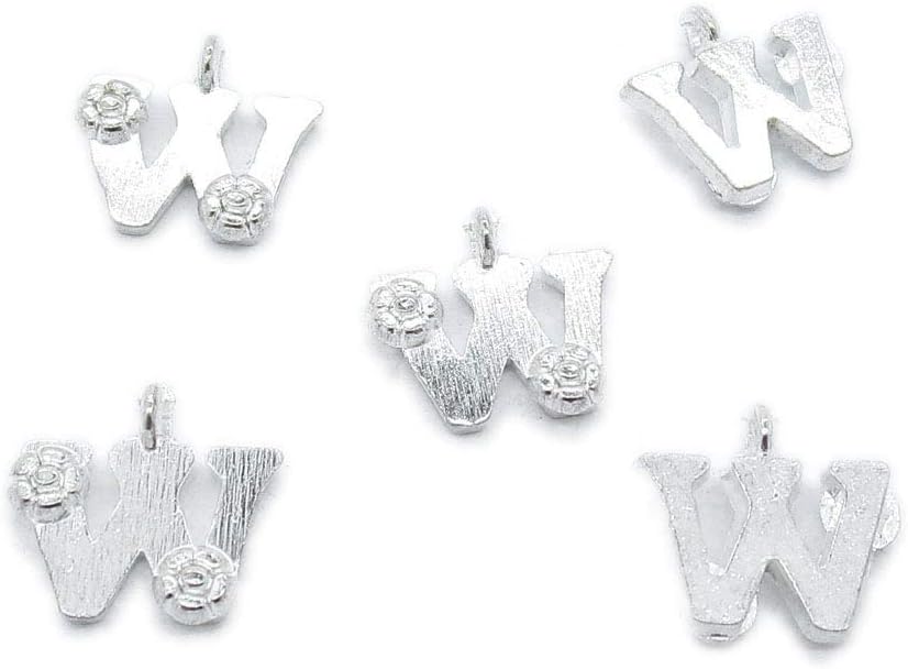 1720 Pieces Antique Silver Tone Jewelry Making Charms Crafting Beading Craft H3PT8 Flower Alphabet Letter W