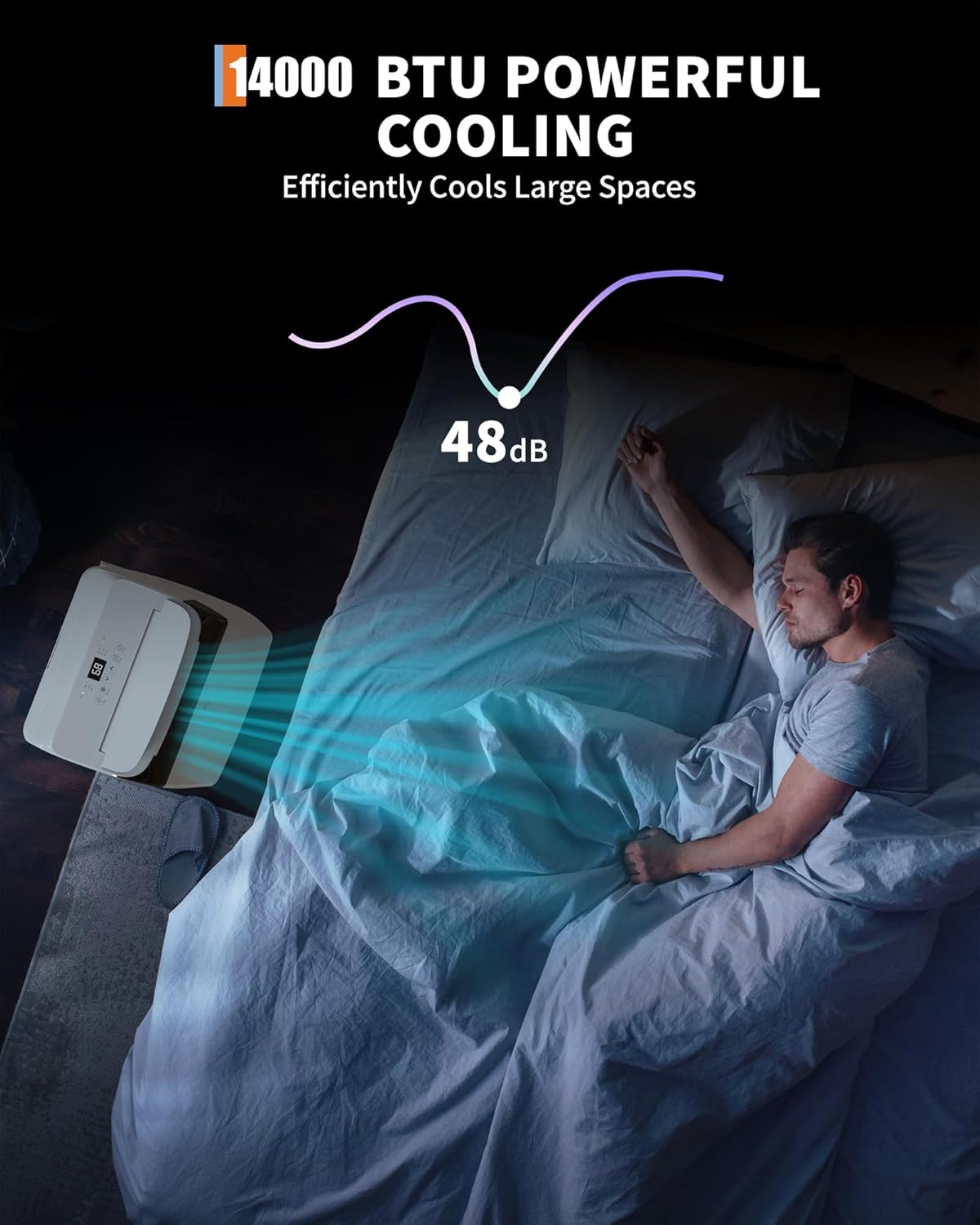 14000 BTU Portable Air Conditioners with Remote Control, 3-in-1 Free Standing Cooling AC Unit with Fan & Dehumidifier, Cools Room up to 700 sq.ft, Smart/Sleep Mode, 3 Speed, Auto Swing, 24H Timer