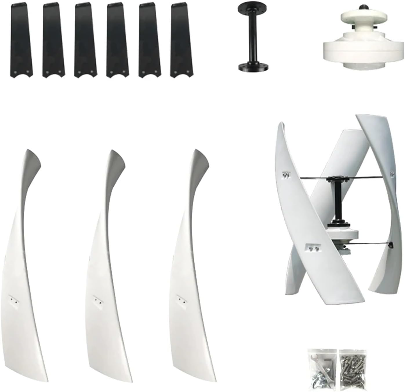 Vertical Axis Wind Turbine 25KW 20KW Vertical Generator 12V 24V 48V with MPPT Charge Controller for Home Use Hybrid Charge Low Starting Speed for Home(Wind Turbine only,12V_25KW)