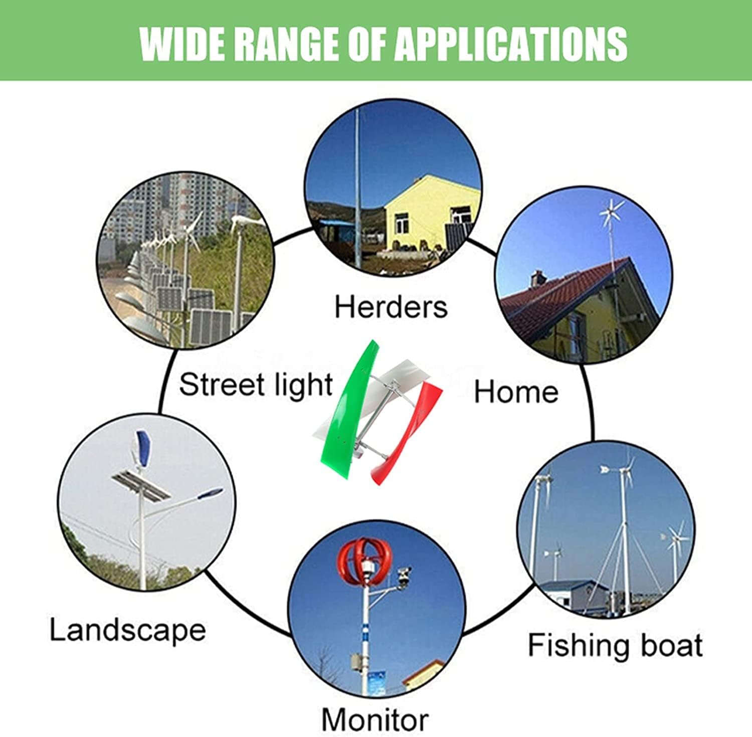 Vertical Axis Wind Turbine Generator, 4000W 24V 48V 96V 120V 220V 3 Blades Vertical Magnetic Floating Upright Wind Generator for Home Use