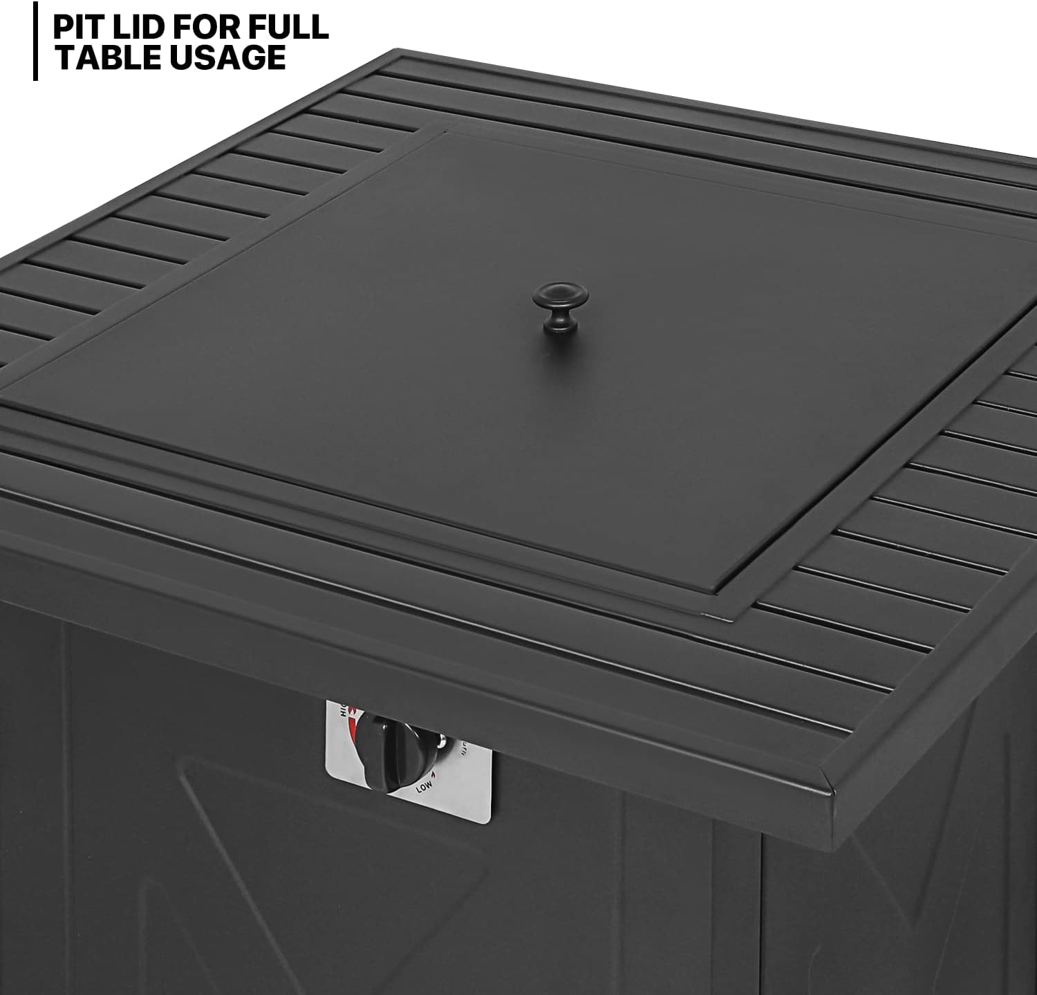 MoNiBloom 28 in Fire Propane Pit Tables 50000 BTU Square Outdoor Firepit Tabletop with Quick Manual Ignition and Lid for Garden Courtyard Patio Balcony, Gray