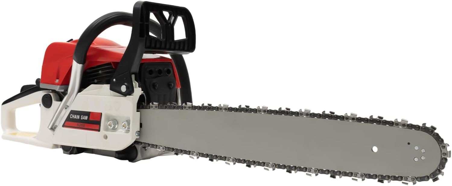 20 Inch Cordless Gas Chainsaw Commercial Saw 52CC Power Gasoline Saw Wood Cutting Machine Handheld Petrol Gasoline Chain Saw for Trees Farm, Ranch and Garden Tools