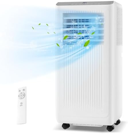 KOTEK Portable Air Conditioners, 10000 BTU Cools up to 350 Sq.Ft, Auto Swing 4-in-1 AC Unit for Bedroom with Dehumidifier, Fan & Window Kit, Room Air Conditioner Portable for Home Office (10000BTU)