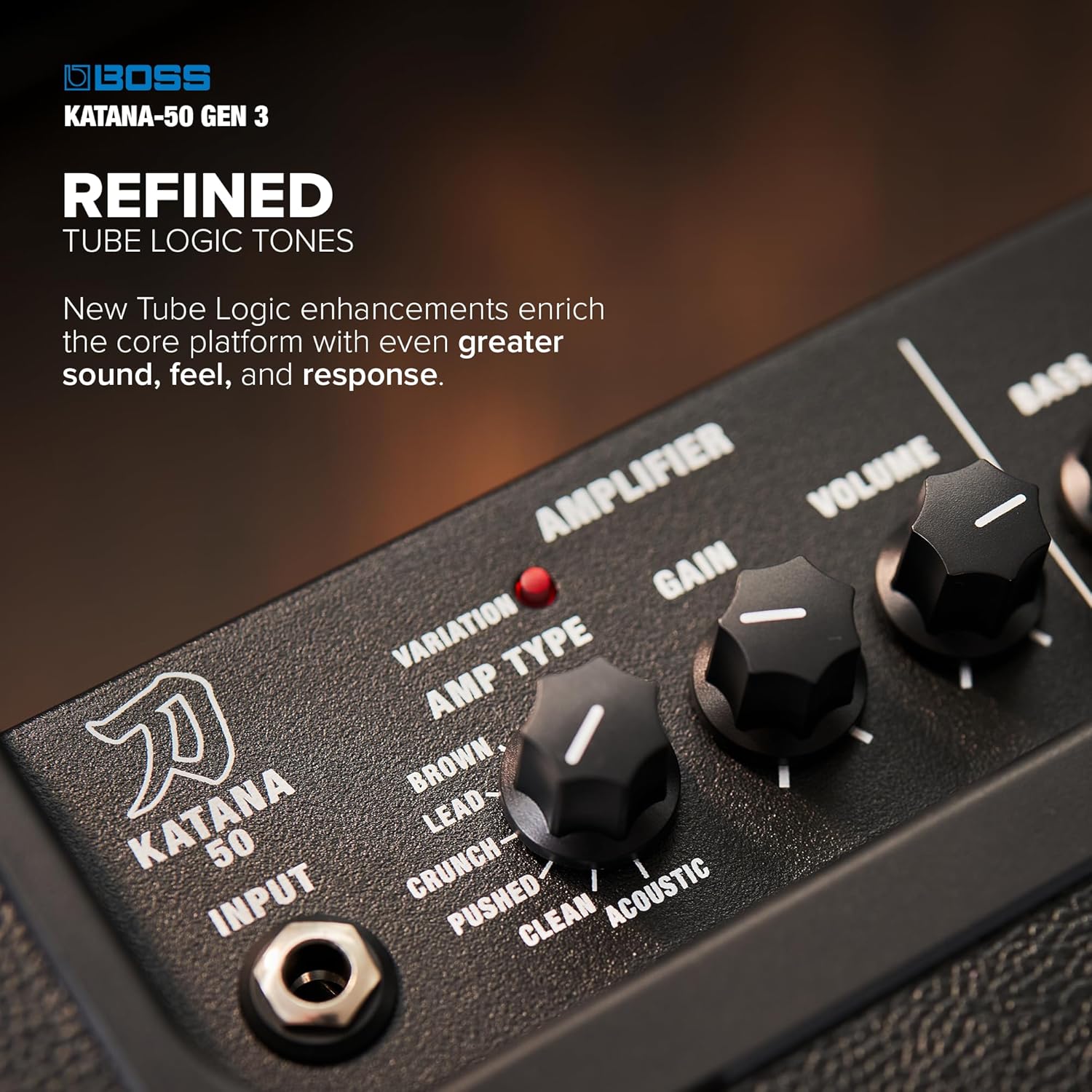 BOSS Katana-50 Gen 3 Guitar Amplifier | Compact 50-Watt Combo Amp | Custom 12-Inch Speaker | Evolved Tube Logic Sound | 12 Amp Characters | Onboard BOSS Effects | Advanced Connectivity & More