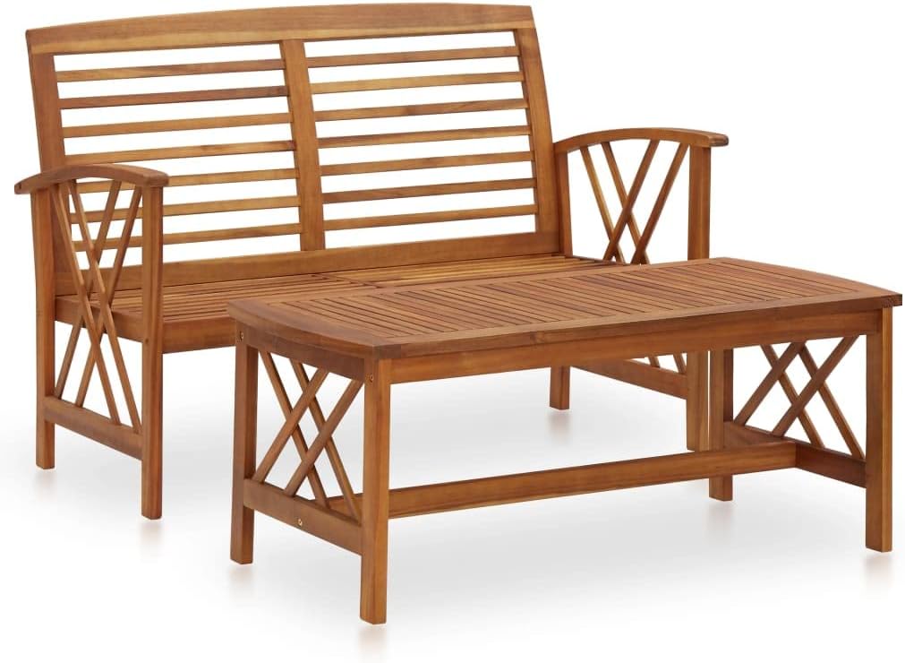 Patio Set 2 Piece Patio Lounge Set Solid Acacia Wood