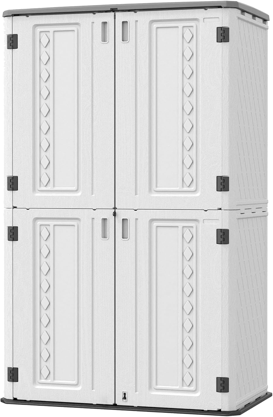 Vertical Resin Storage Shed, 52 Cubic Feet Outdoor Storage Cabinet Waterproof for Garden/Backyard/Home/Pool, Customized Shelves & Lockable(Off White)