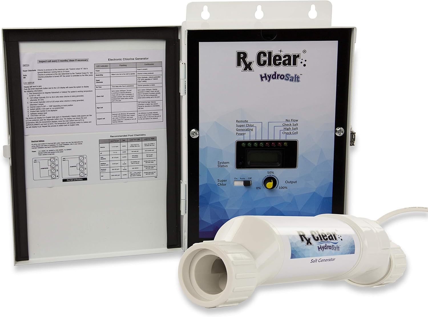 Rx Clear Hydrosalt Cell Electronic Salt Generator Chlorinator for Inground Swimming Pool | 40,000 Gallons | Compatible with Hayward Aqua Rite | Enjoy Silky Smooth Skin Without The Smell of Chlorine