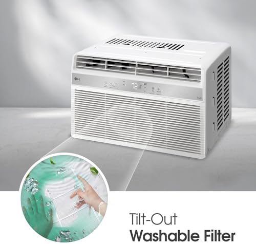LG 6,000 BTU Window Air Conditioner, Cools 250 Sq.Ft. (10' x 25' Room Size), Quiet Operation, Electronic Control with Remote, 2 Cooling & Fan Speeds, 2-Way Air Deflection, Auto Restart, 115V