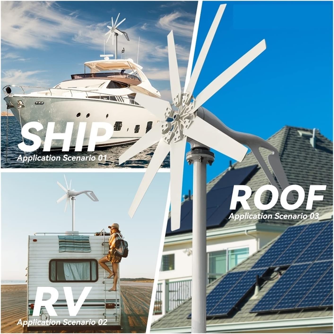 Wind Turbine, Wind Energy Turbine Generator 2000w 12v 24v 48v 8 Blades with Off Grid System Mppt and Hybrid Charge Controller for Home Use(with Mppt Controller,24V)