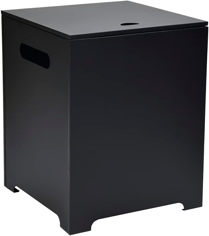 Rocky Mountain Goods Propane Tank Hideaway Table - Up to 20 Pound Propane Tank - Heavy Duty Premium Steel Outdoor Cover for Any Low Profile Fire Table - Hinge for Easy Access