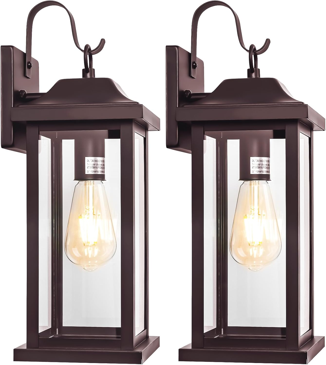 2-Pack 17 Inch Large Bronze Outdoor Light Fixtures, Exterior Vintage Outdoor Wall Sconces IP65 Waterproof Anti-Rust, Porch Lights with Clear Glass Outside Rustic Wall Lanterns E26 Bulb Base