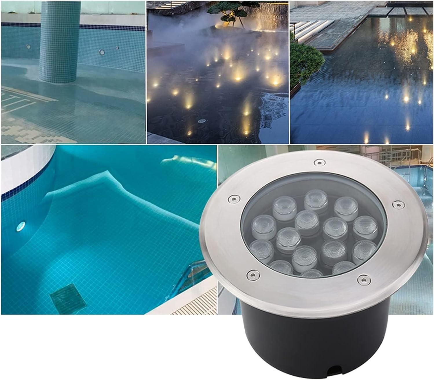 Submersible LED Fountain Light - LED Swimming Pool Underwater Light, 12V Recessed Underwater Light Water Feature Lights, IP68 Waterproof Stainless Steel Material Pool Lamp, for Outdoor, Pool ( Color :