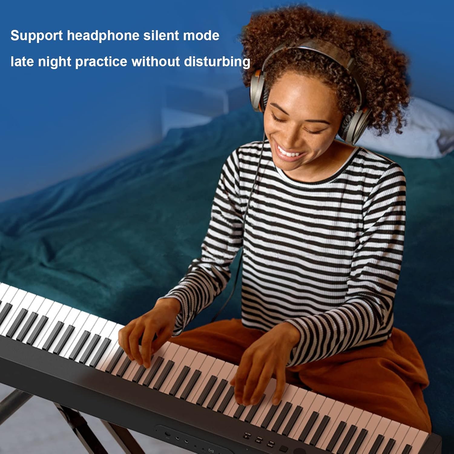 88-Key Weighted Digital Piano Hammer-Action Touch Sensitivity Full Size Keyboard Piano Music Instrument Piano With Stereo Speakers Bluetooth MIDI Connection For Professional and Beginners