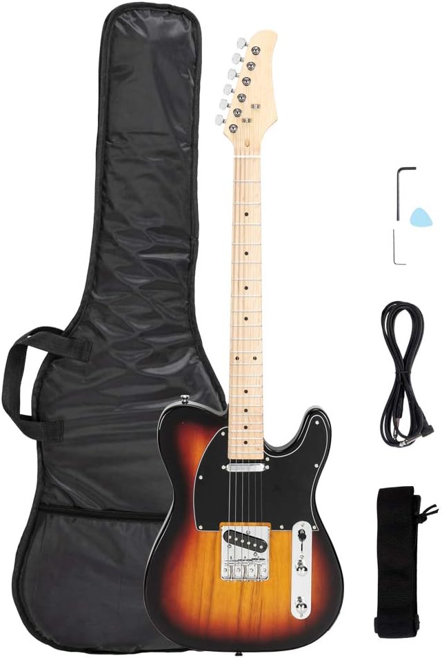Professional-Grade Electric Guitar with Maple Fingerboard, Lightweight Basswood Body, Smooth Satin Finish and Premium Hardware for Beginners and Enthusiasts