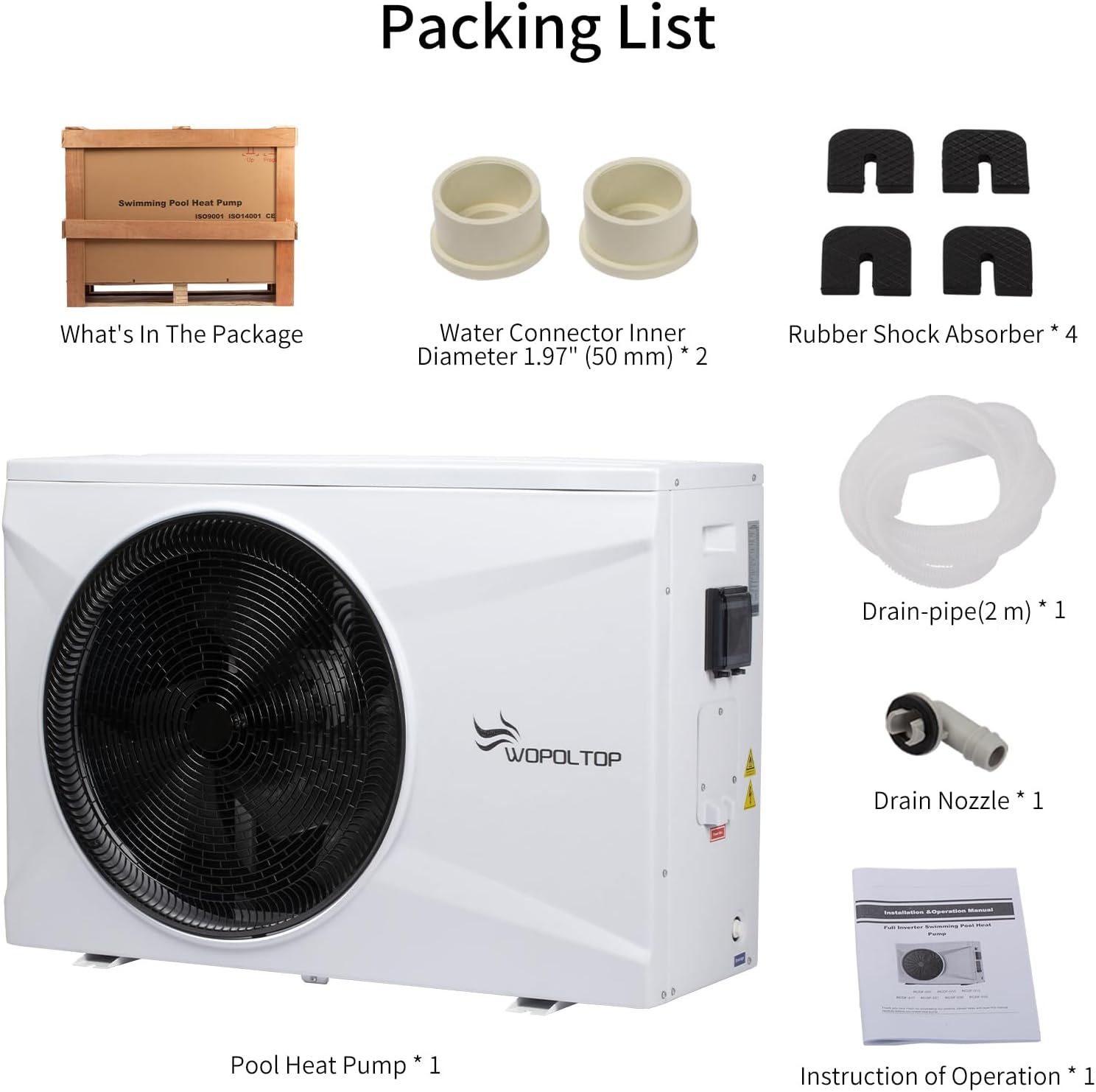 Full DC Inverter Pool Heat Pump 58,000 BTU for Swimming Pools, 17KW Electric Pool Heater with WiFi Smart Control via APP, Dual Function of Heating and Cooling, 220-240V, up to 14,000 Gallons