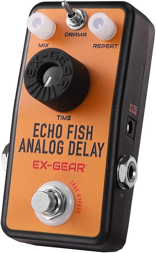 EX-GEAR Echo Fish Analog Delay Guitar Pedal with Drama Switch, True Bypass