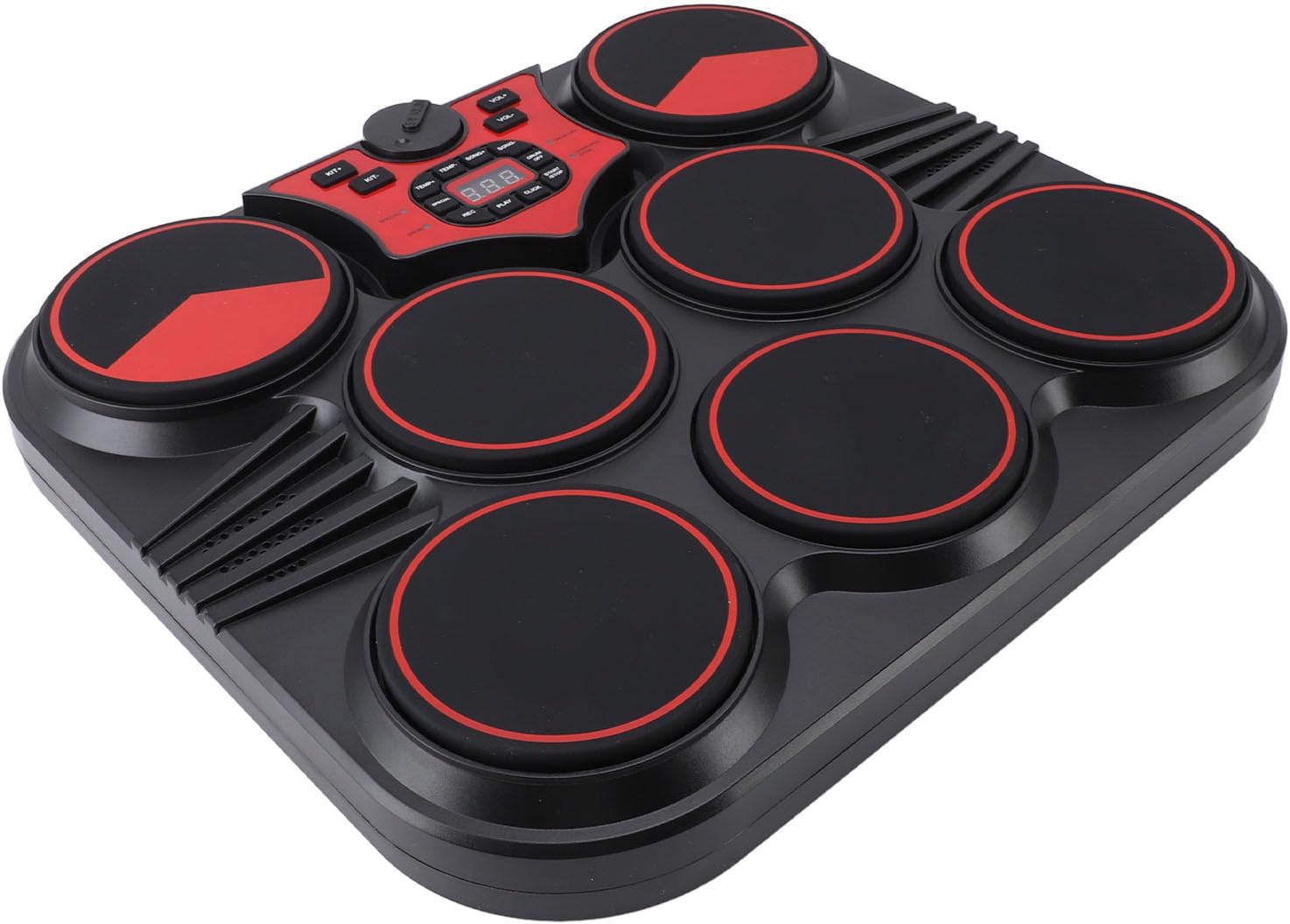 Focket Electronic Drum Set, 7 Pads Digital Drum Kit with Multiple Rhythms Sounds, USB Rechargeable Table Machine for Portable Practice with Pedal Sound Cable