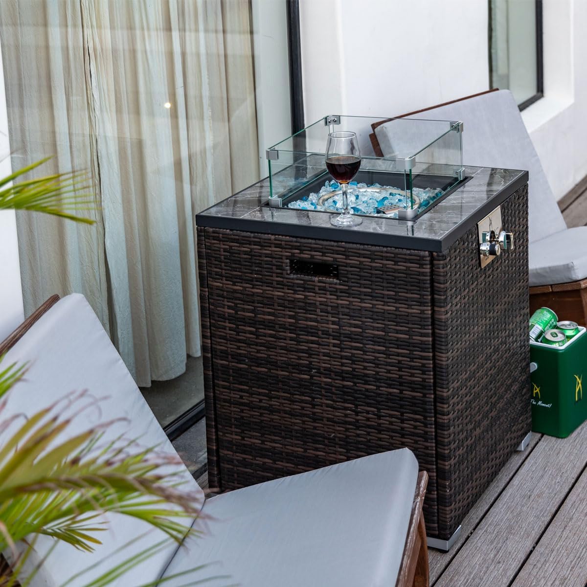 28 inch Multifunctional Heating Pit Table Propane fire Column Used for Decorating Garden Heating Tables