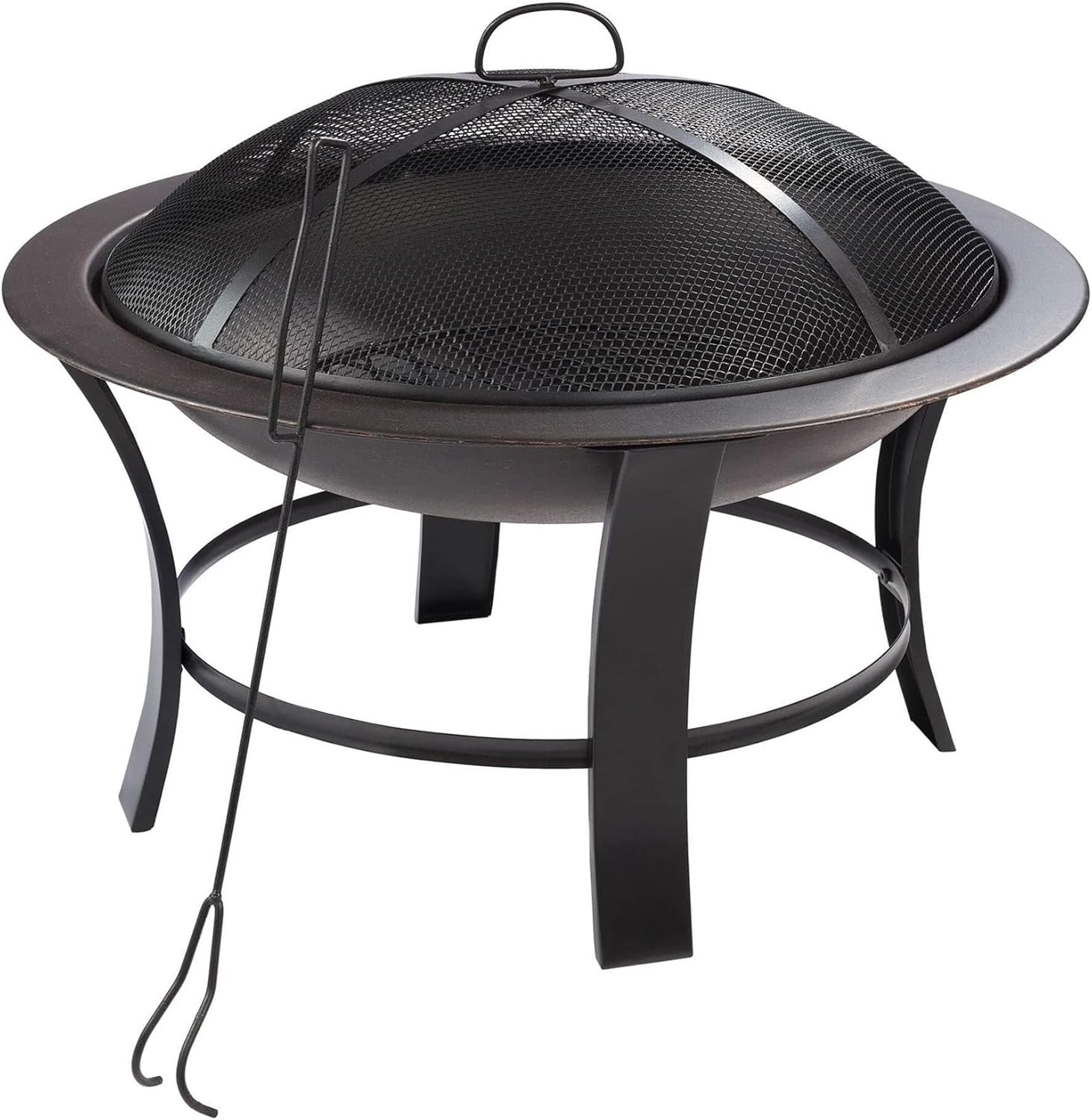 26 Inch Portable Fire Pit for Outside - Wood Burning Steel Firepit with Log Grate & Poker for Camping, Patio, Backyard and Outdoor Gatherings