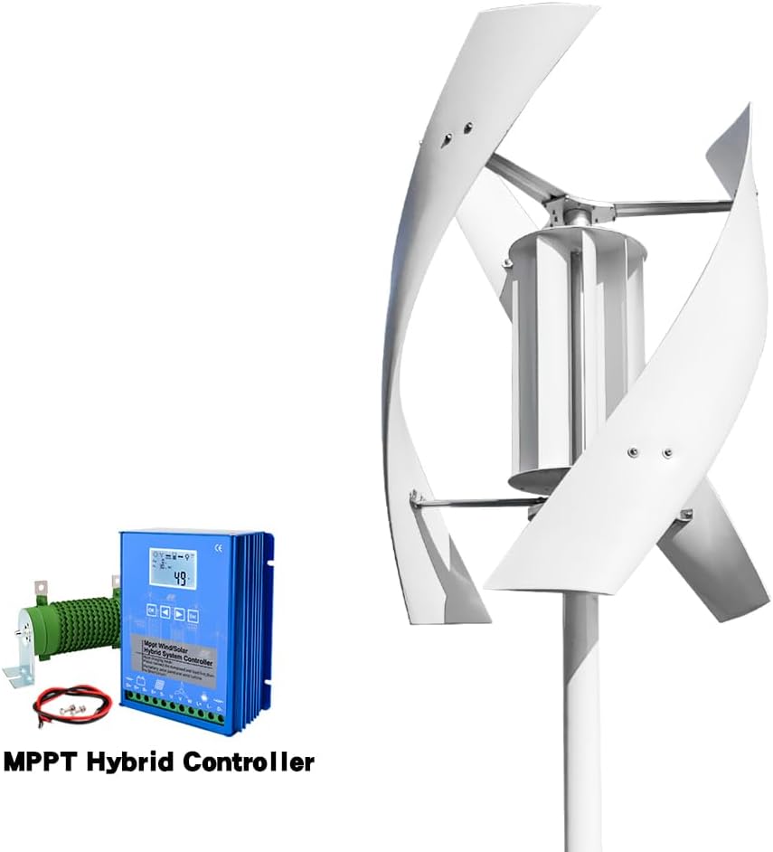 3KW 5KW Vertical Axis Wind Turbine Household Wind Turbine Generator Kit Low Speed Low Noise with 3 Blades Industrial Energy(5KW Hybrid Control,48V)