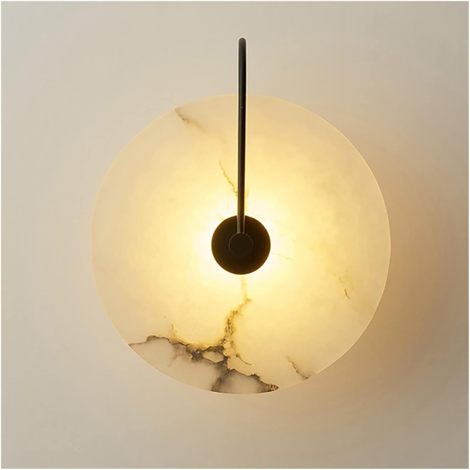 LED Wall Lamp Round Marble Stone Led Lights 16CM 25CM Home Bedroom Living Room Surface Mounted Sofa Foyer Background Decor Light (Color : Warm White, Size : Black_25CM)