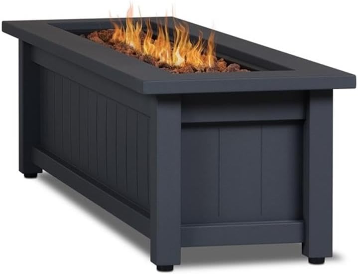 Real Flame Ortun Rectangle Propane Fire Table in Gray