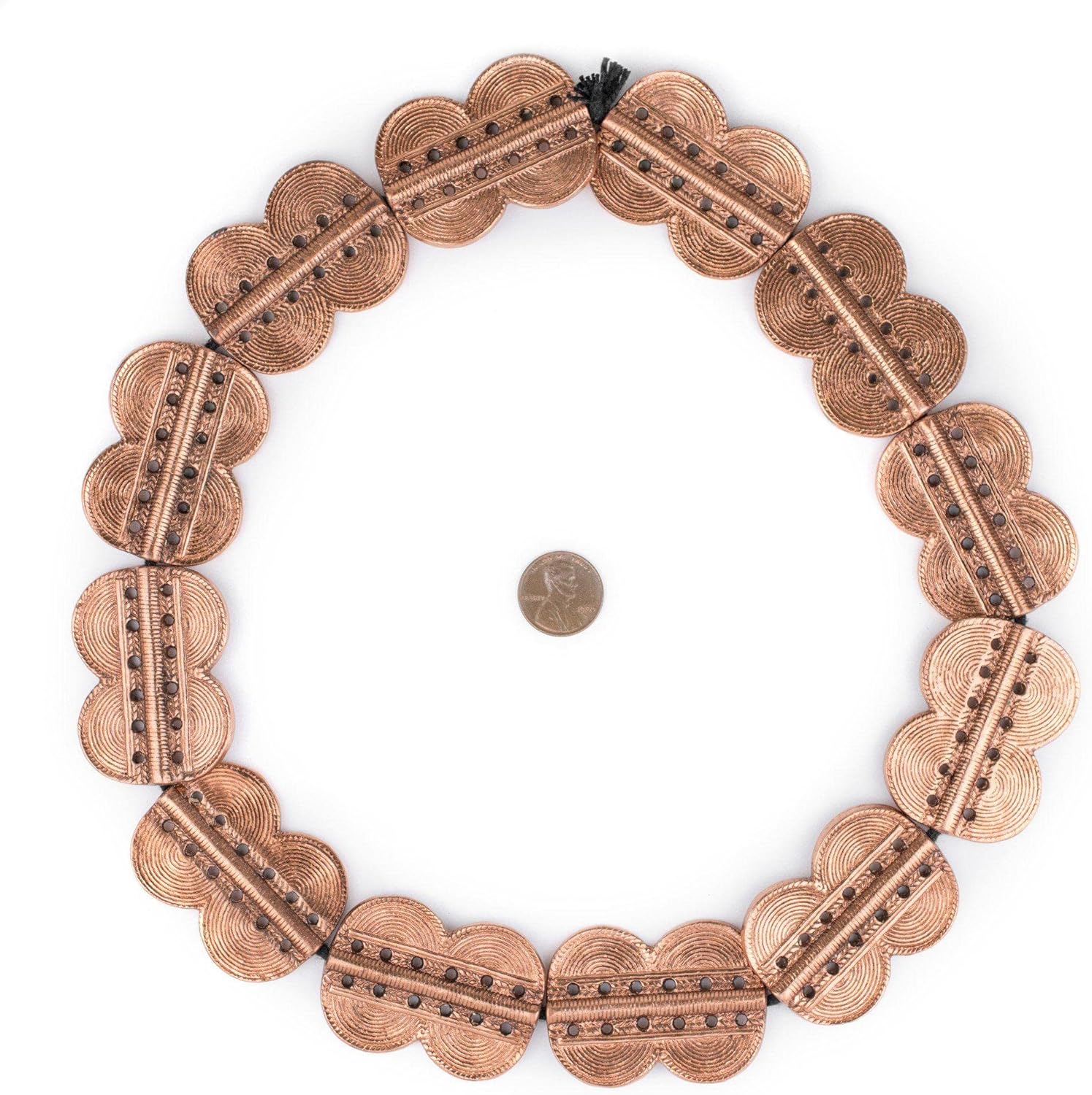 The Bead Chest Copper Baule Beads, African Tribal Brass-Plated Flat Tabular Ethnic Ivory Coast Jewelry Making Supplies for Necklaces and Bracelets