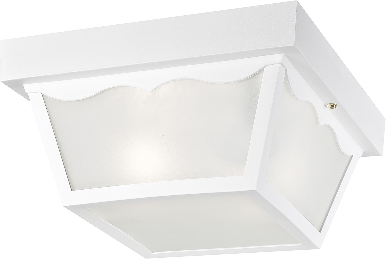 Westinghouse 6697600 Traditional Two-Light Outdoor Flush-Mount Fixture, White Finish on Polypropylene, Frosted Glass Panels
