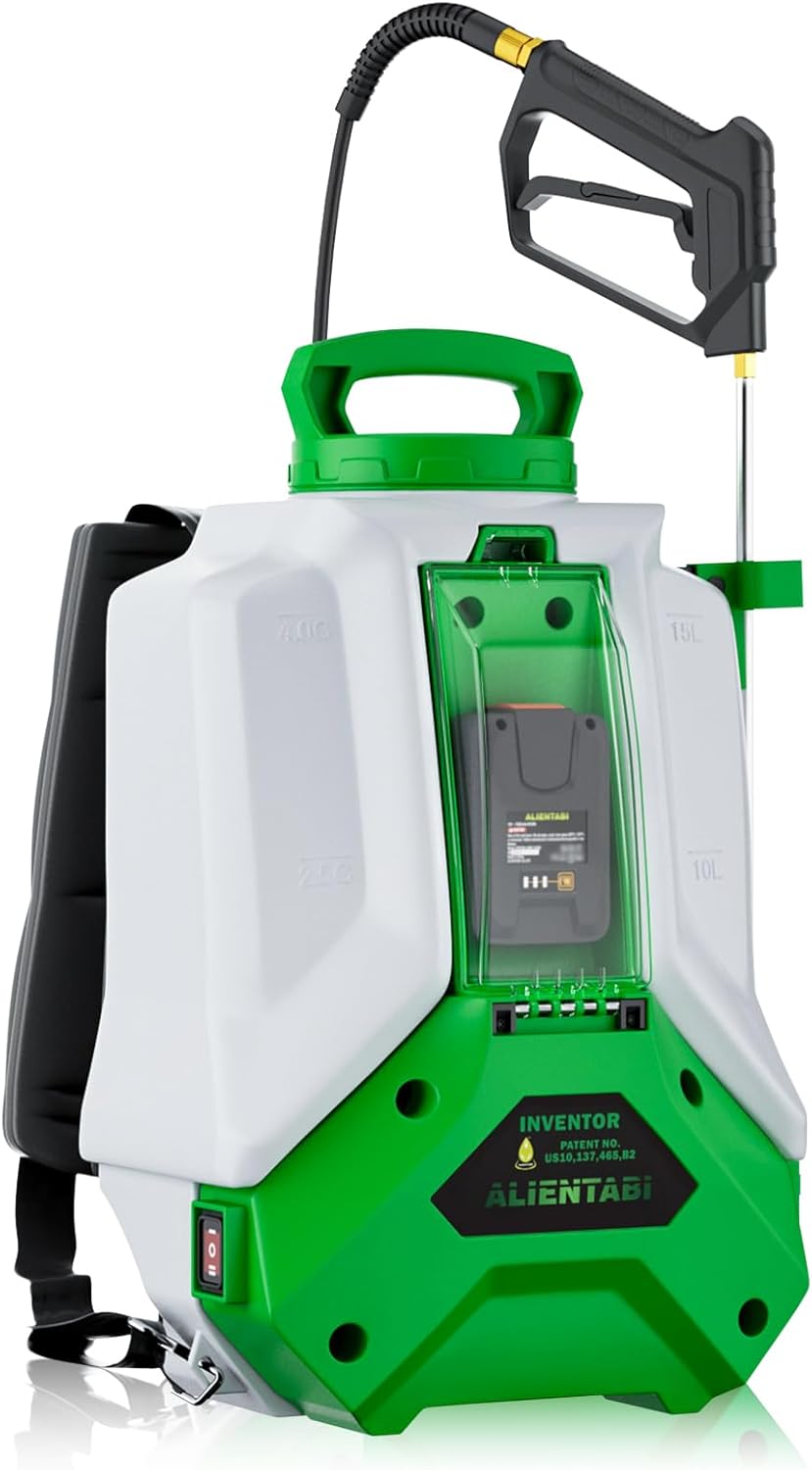 Battery Backpack Sprayer, Battery Powered Backpack Sprayer 36/65 PSI for Low Budget in Lawn and Garden 4GL for Weed/Pest Control, Watering