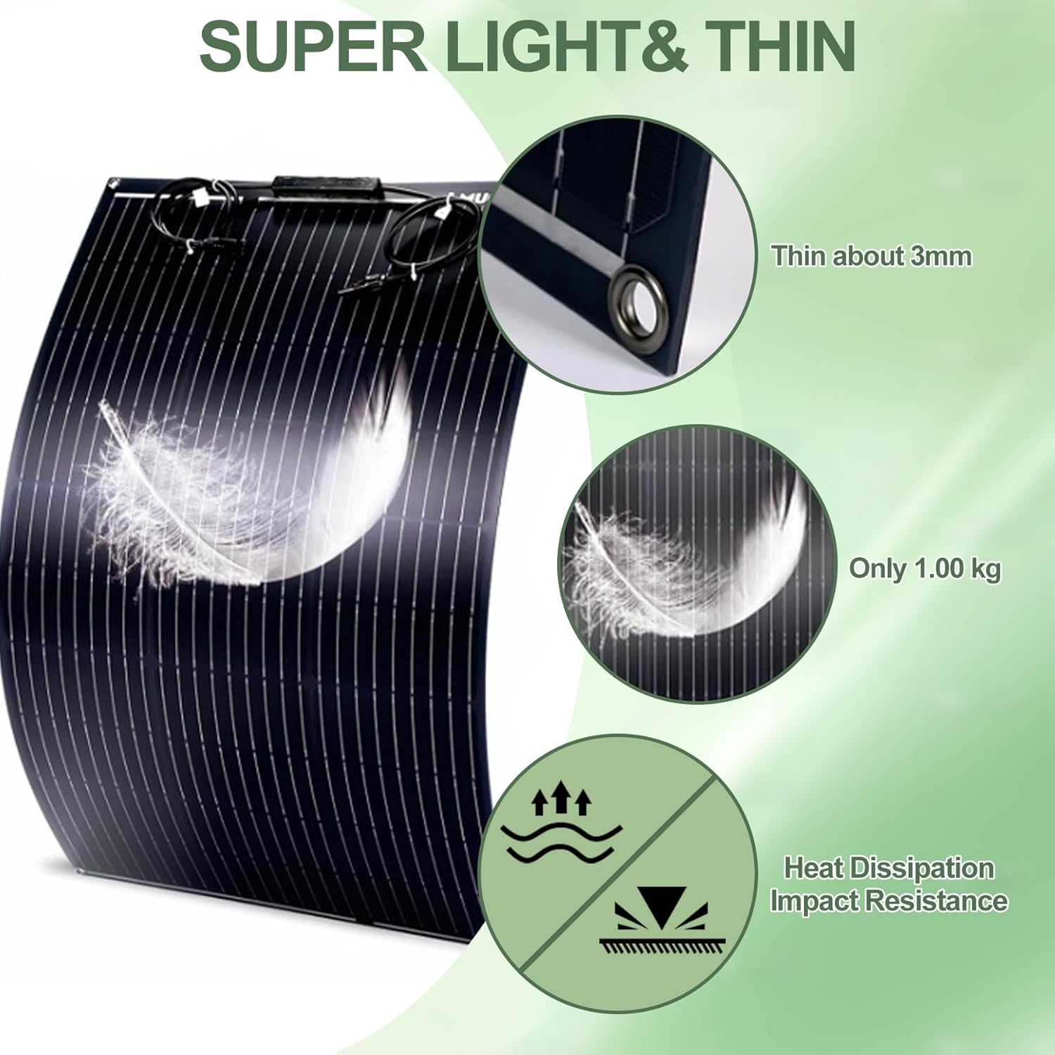 200W Semi-Flexible Solar Panel 12V/24V Monocrystalline Ultra-Flexible Bendable Mono Off-Grid Charger for Marine RV Cabin Van Car Boat Curve Surfaces （2 * 100w）