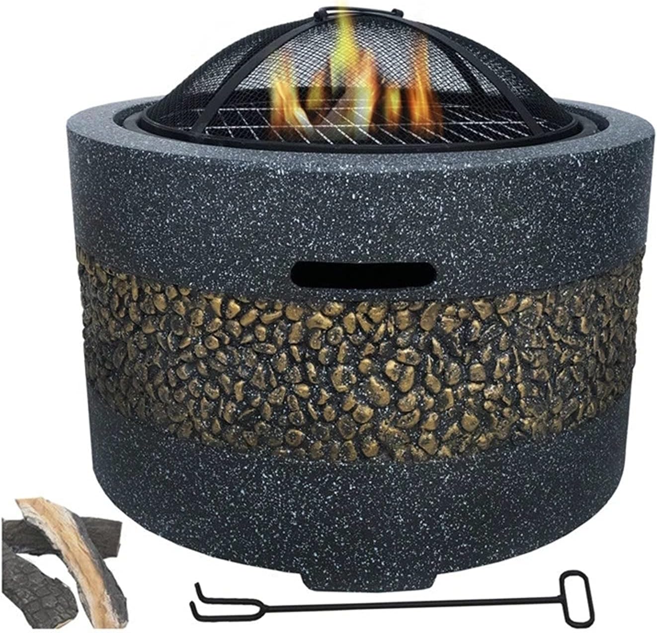 Outdoor Brazier Outdoor Party Courtyard Garden Villa Charcoal Roasting Stove Barbecue Grill Household BBQ Fire Pit for Outdoors (Color : Black, Size : 55.5x55.5x46cm) (Black 55.5x55.5x46cm)