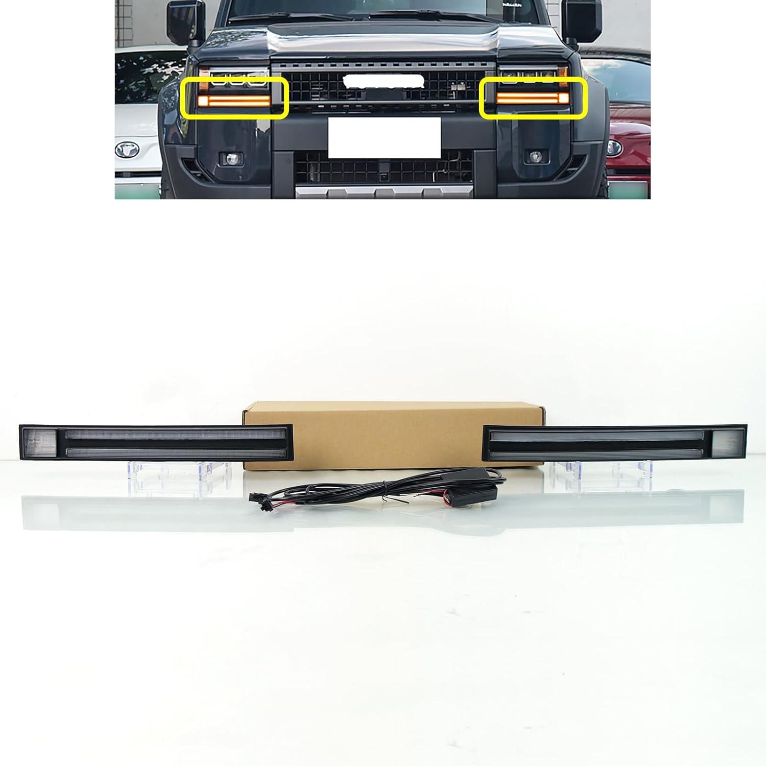 DRL LED Fog Light Front Bumper Light Fit for 2024 2025 Toyota Land Cruiser Prado LC250 with Amber Turn Signal Daytime Running Light Daylight Driving Lamp LC250 Accessories