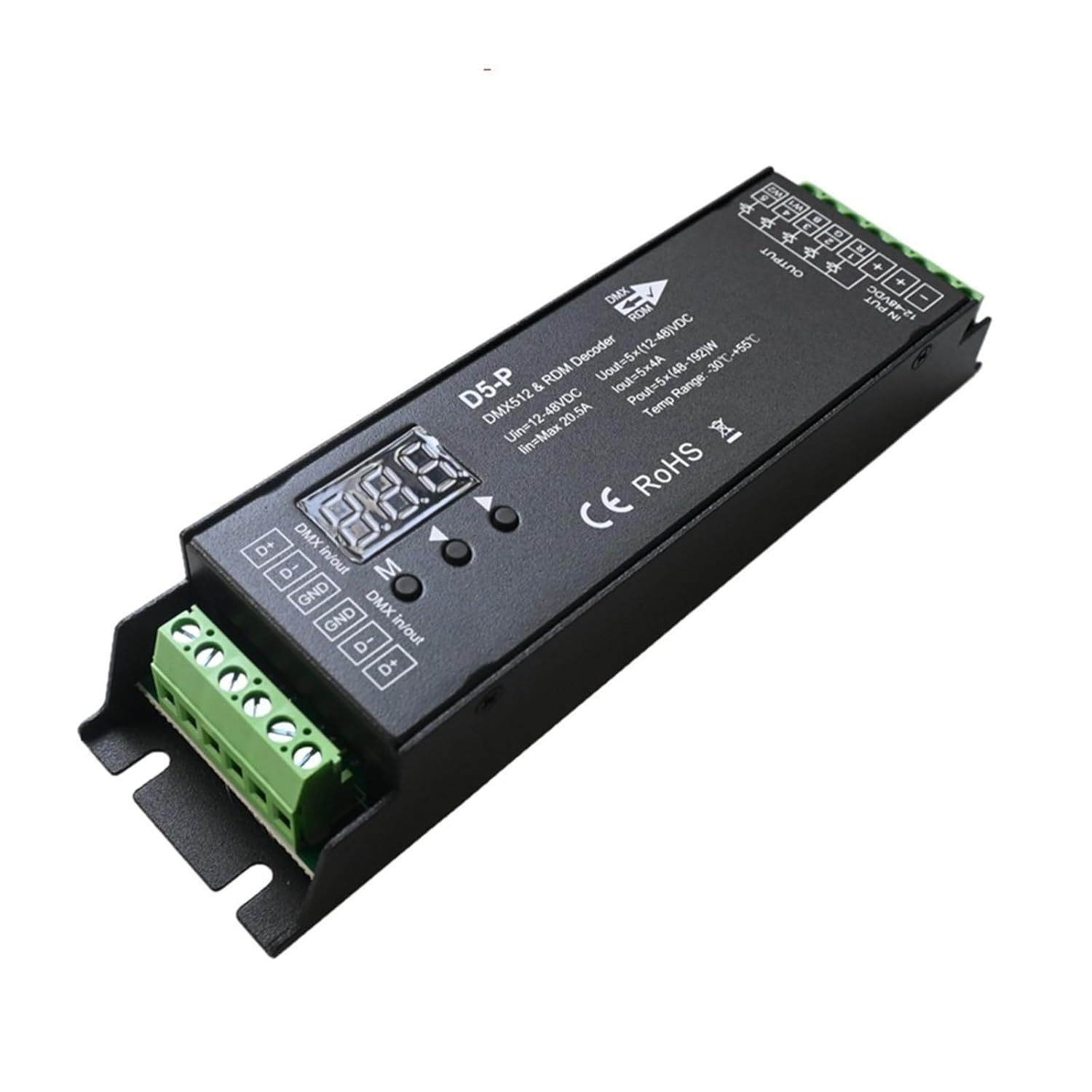 5 Channel Decoder with RDM Digital Display DMX512 Dimming Driver PWM RCT LED Controller LED Module Light Input 12V-48VDC