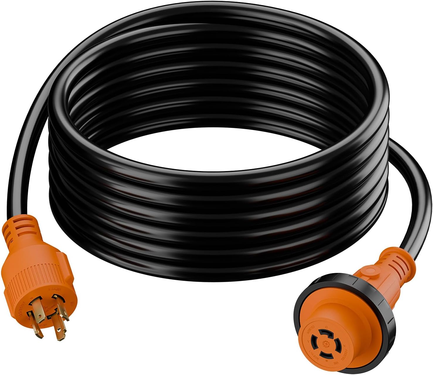 Nema L14-30P Waterproof RV 30Amp Power Inlet Box and L14-30P Extension Cable 25FT, ETL Listed 30A Generator Power Inlet, Outdoor use L14-30 30A 125V 3750W Inlet Box with LED Light AC0068