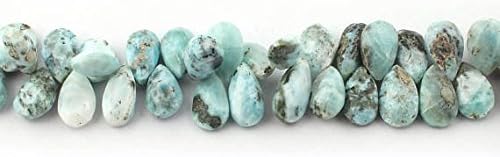 13 inch natural beads strand of 12x10-19x9mm faceted drop larimar gemstone briolletes beads for DIY jewelry - necklace, bracelet, earring, ring.