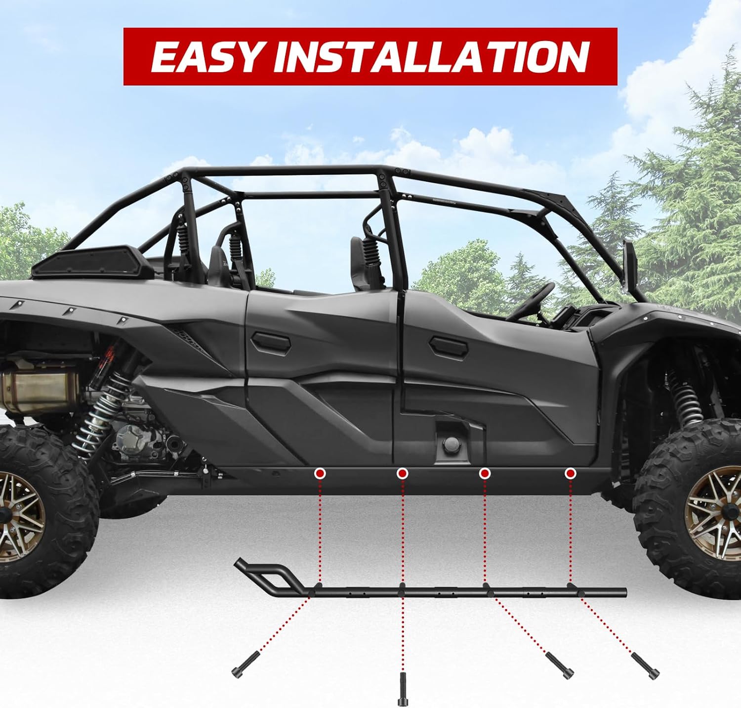 Nerf Bars Rock Sliders for Kawasaki Teryx KRX4 1000, Combined Side Bumper Brush Guard Side Steps Nerf Bars Tree Kickers for Kawasaki Teryx KRX 4 1000 2023-2025 Accessories(4 Seat)