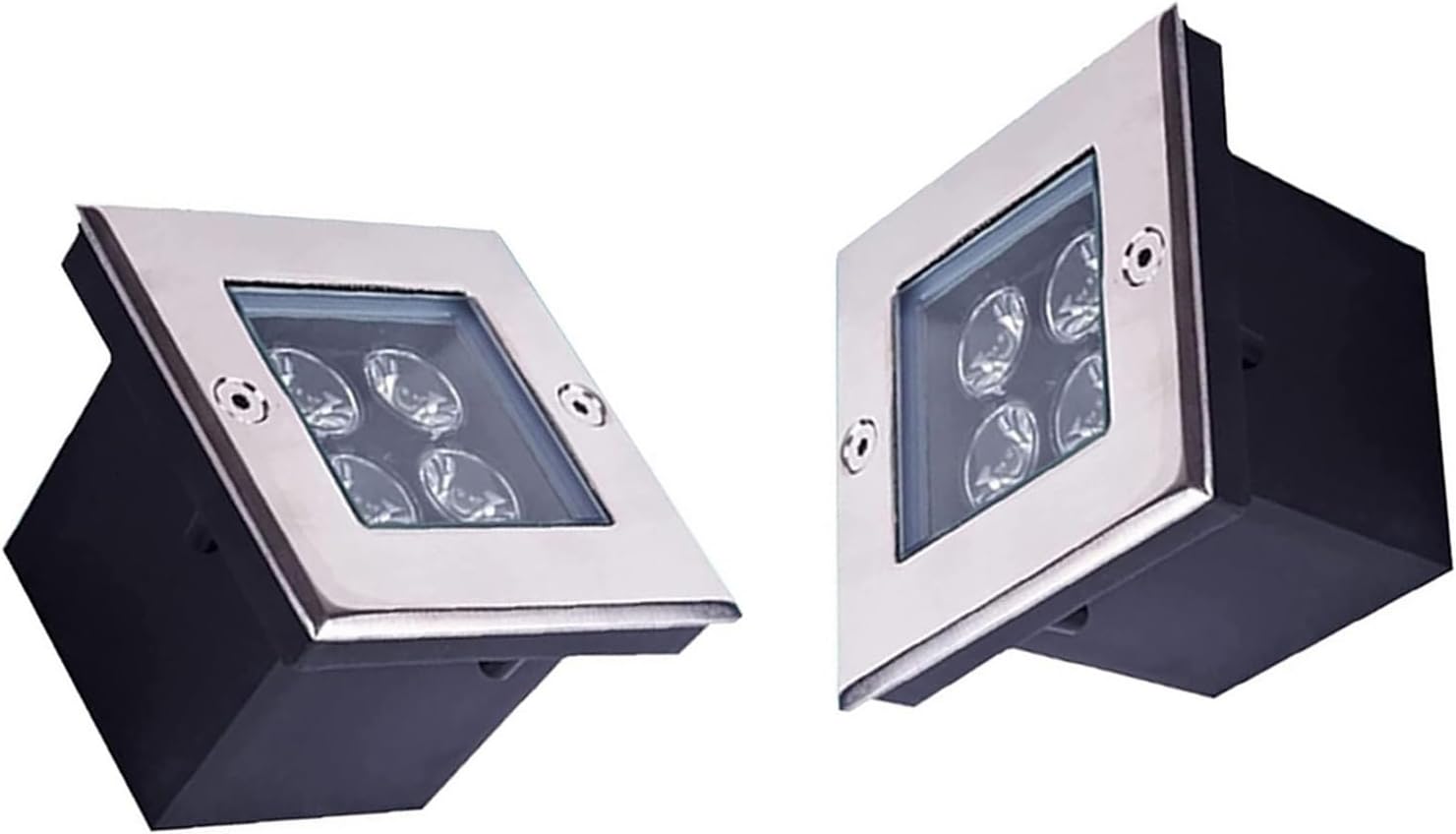 2Pcs Square Outdoor Buried Light, Ground LED Landscape Light, 4W Recessed IP67 Waterproof Spotlight, for Terrace for Gardens, Paths of Swimming Pools Illumination Lights(Blue,24V)