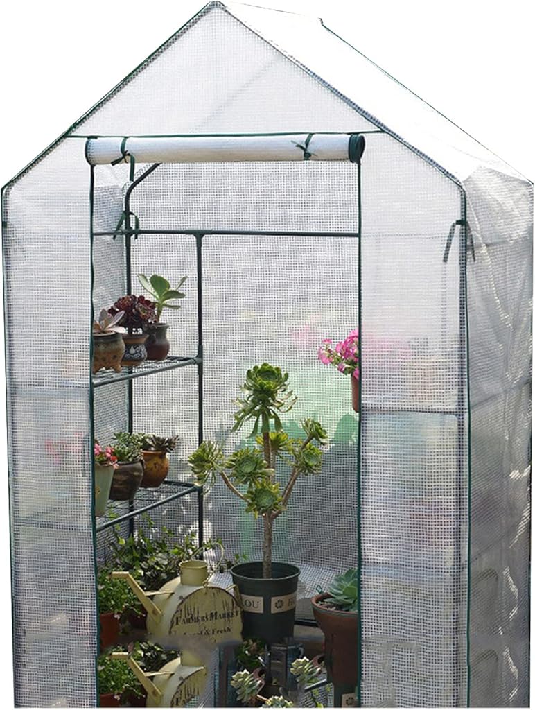 AAGAZA Walk-in Greenhouse, Garden House Succulent Plants Flowers Green Plant Insulation /684 (Color : Branco, Size : 143 x 73 x 195CM)