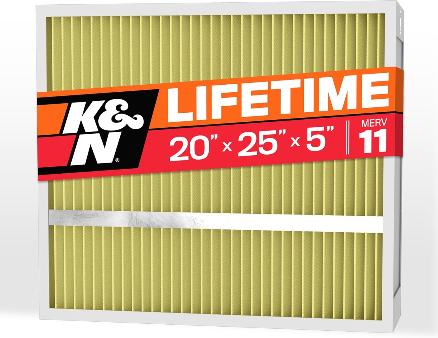 K&N 20X25X5 HVAC Furnace Air Filter, Lasts a Lifetime, Washable, Merv 11, the Last HVAC Filter You Will Ever Buy, Breathe Safely at Home or in the Office, HVC-52025