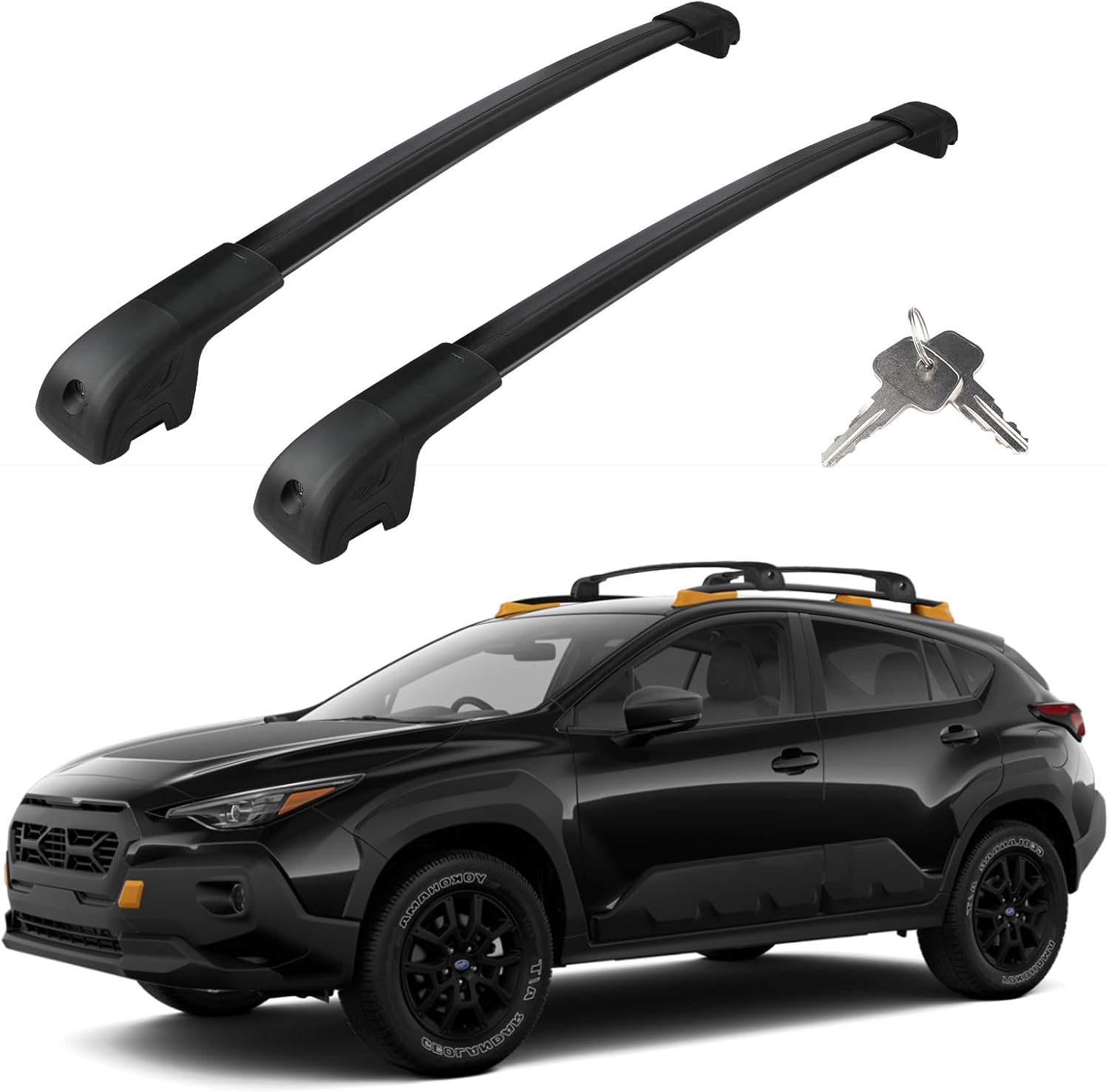 Roof Rack Cross Bars Compatible with Subaru Crosstrek Wilderness 2024-2026, Adjustable Aluminum Heavy Duty 300 LBS Anti-Theft Lock Cargo Carrier Rooftop Crossbar Accessories for Bike,Snowboard,Luggage