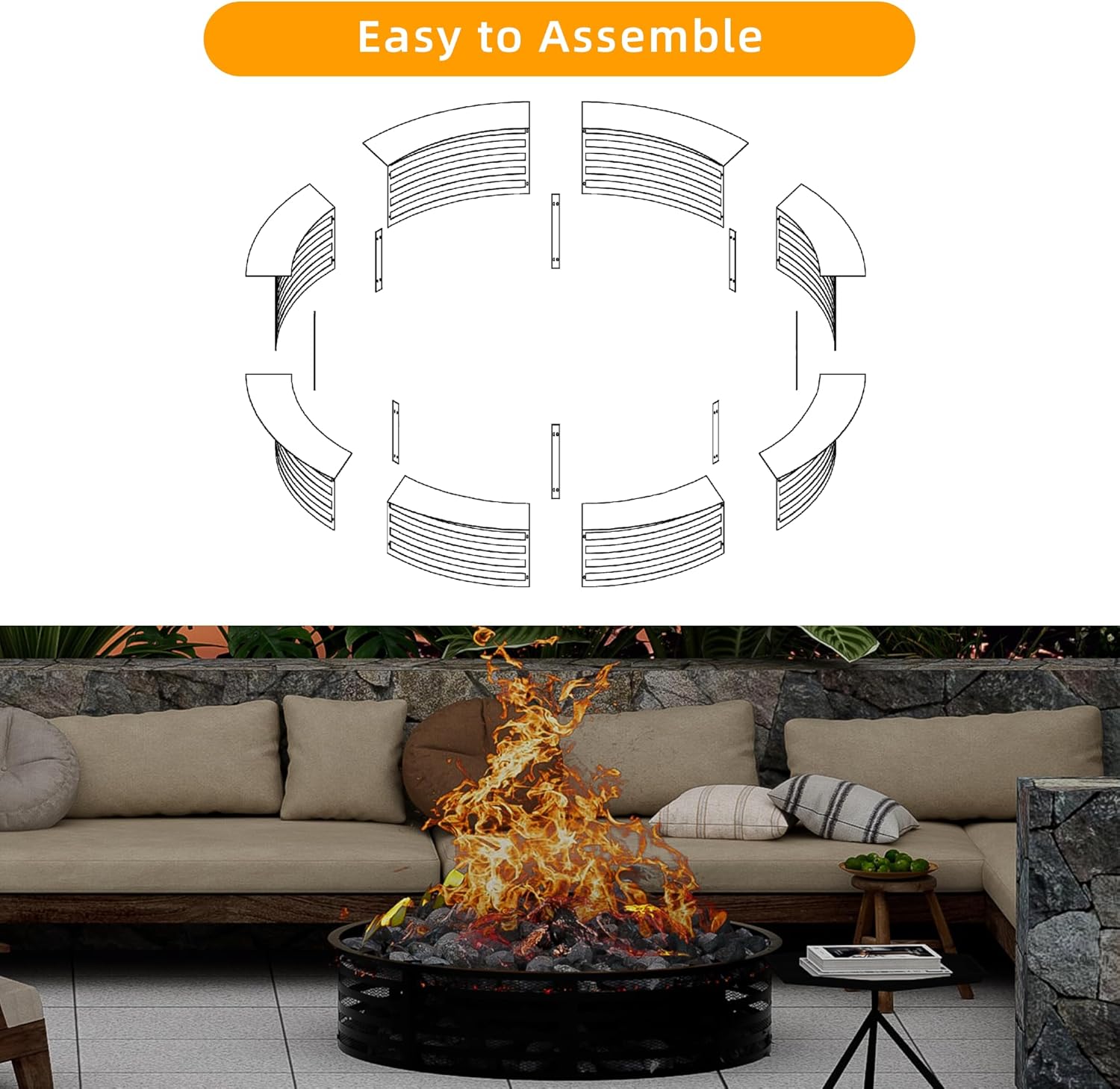 Smokeless Fire Pit Ring, 60 Inch Inner/62 Inch Outer, 11.9